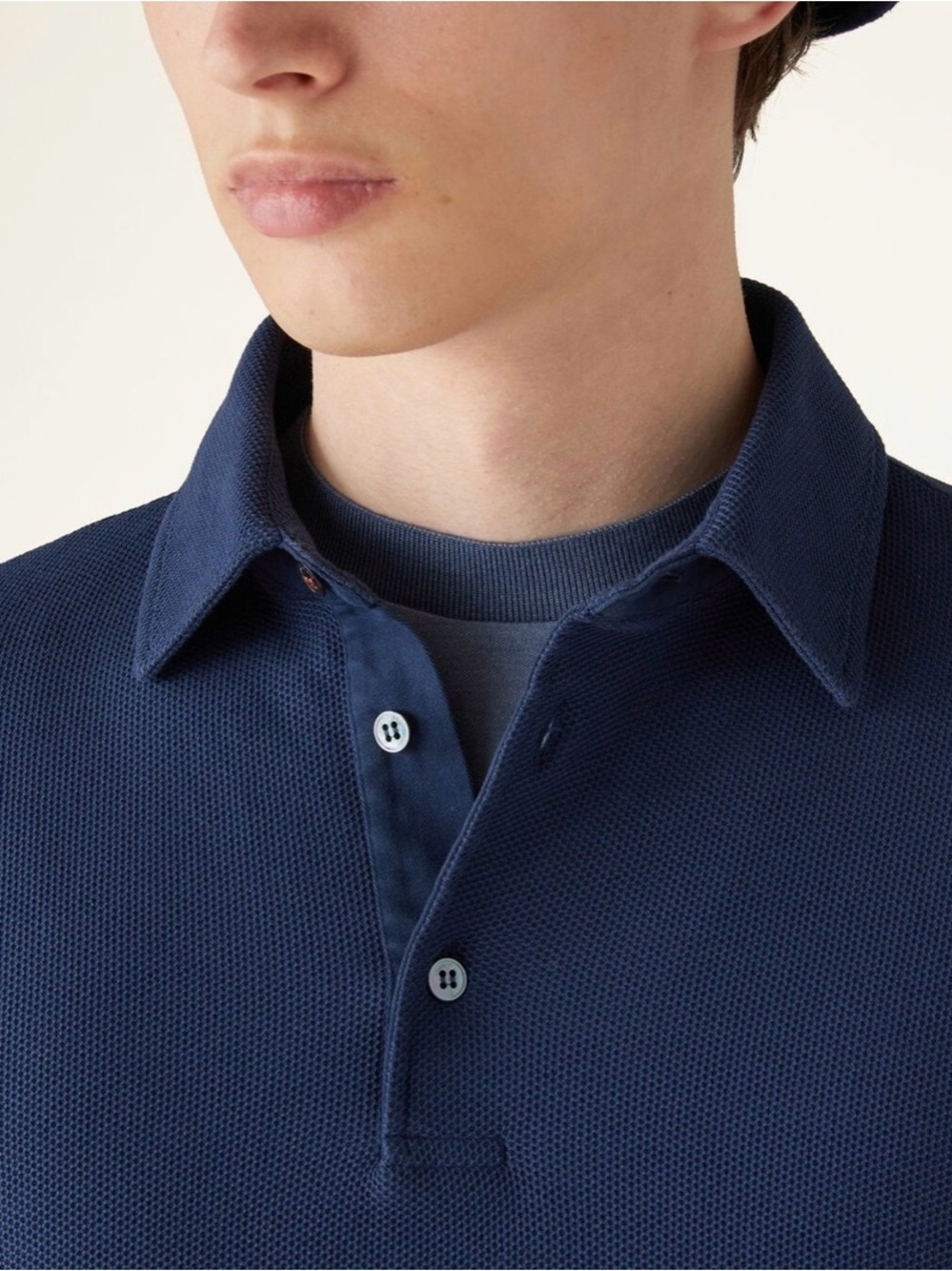 Loro Piana Dark Navy Long-Sleeve Polo Shirt - Picture 3 of 14